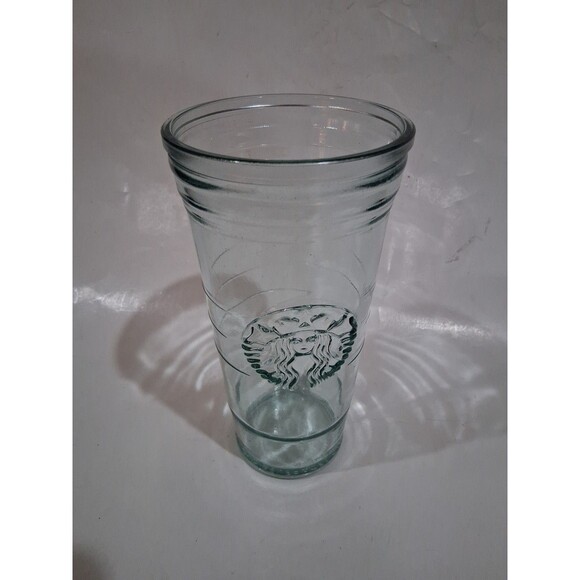 Starbucks Embossed Siren Recycled Glass Cold Cup Tumbler 16oz Made in Spain - Picture 1 of 2